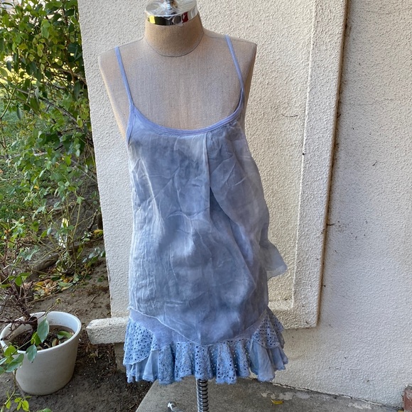 Made In Italy 100% silk stunning layered spaghetti strap mini dress - Picture 2 of 16